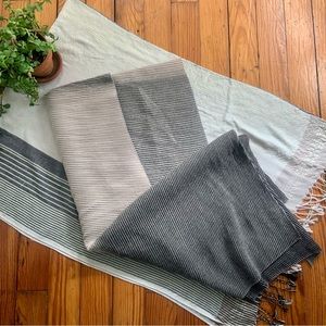 Large Pleated Wool Style Ombré Gray Scarf